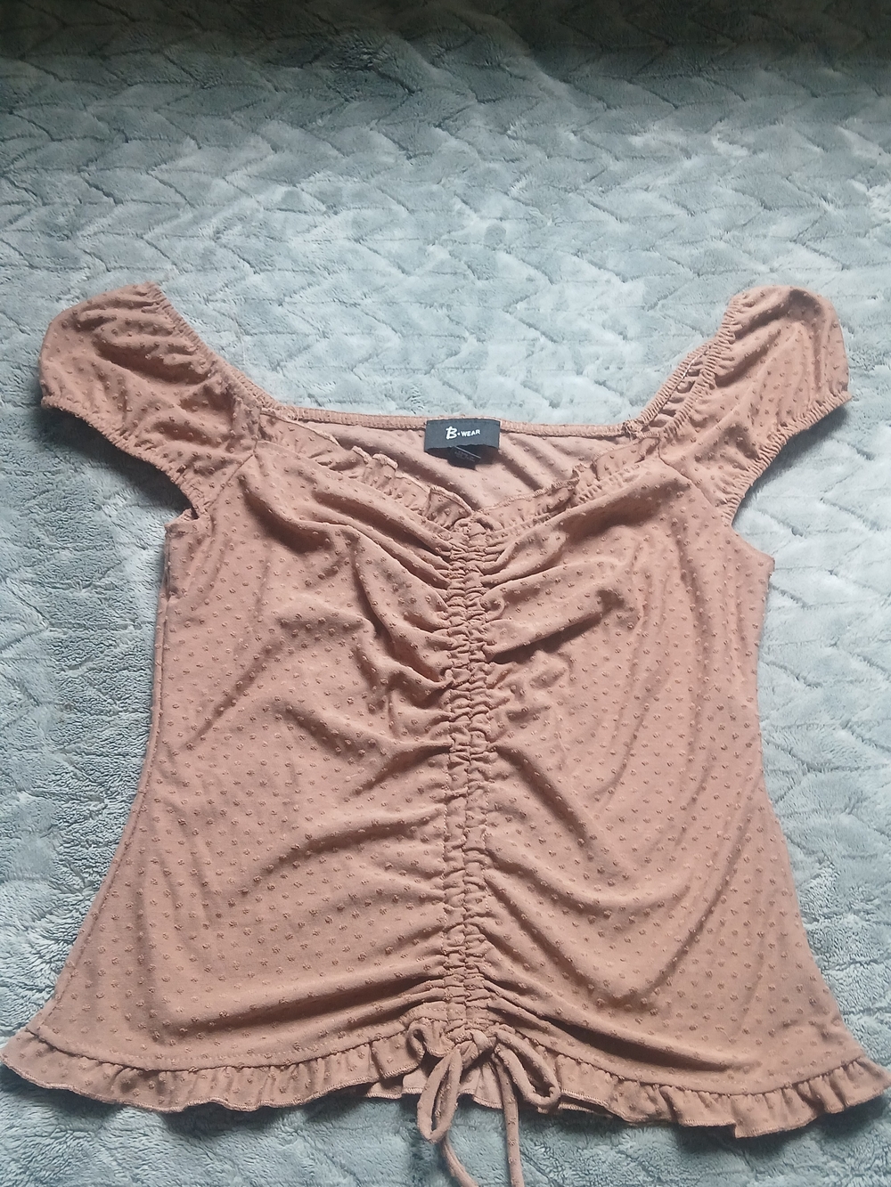 Bwear Rosewood Ruched Off-Shoulder Crop Top